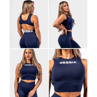 NEBBIA - Crop top tielko GYM THERAPY 618 (dark blue)