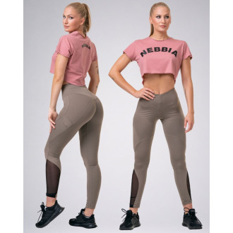NEBBIA - Voľný Fit and Sporty crop top 583 (old rose)