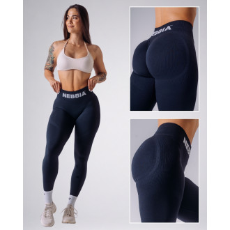 NEBBIA - Bezšvové extra push-up legíny FLOW SEAMLESS 496 (dark blue)