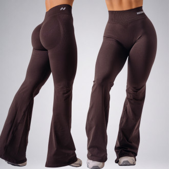 NEBBIA - Tvarujúce bezšvové flared legíny FLOW SEAMLESS 498 (dark brown)