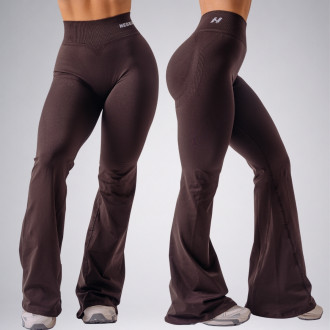NEBBIA - Tvarujúce bezšvové flared legíny FLOW SEAMLESS 498 (dark brown)