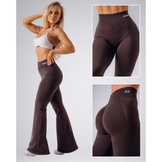 NEBBIA - Tvarujúce bezšvové flared legíny FLOW SEAMLESS 498 (dark brown)