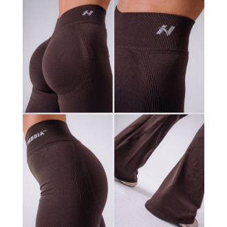 NEBBIA - Tvarujúce bezšvové flared legíny FLOW SEAMLESS 498 (dark brown)