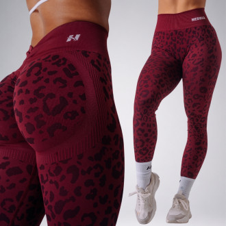 NEBBIA - Kompresné push-up legíny s leopardím vzorom PRIMAL 849 (BORDO)