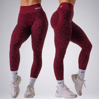 NEBBIA - Kompresné push-up legíny s leopardím vzorom PRIMAL 849 (BORDO)