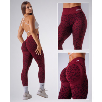 NEBBIA - Kompresné push-up legíny s leopardím vzorom PRIMAL 849 (BORDO)