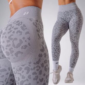 NEBBIA - Kompresné push-up legíny s leopardím vzorom PRIMAL 849 (LIGHT GREY)