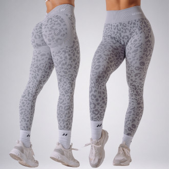 NEBBIA - Kompresné push-up legíny s leopardím vzorom PRIMAL 849 (LIGHT GREY)