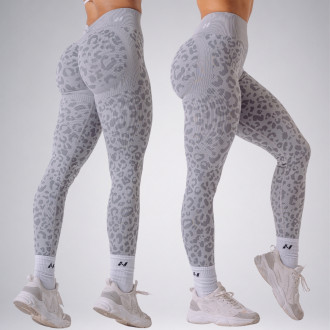 NEBBIA - Kompresné push-up legíny s leopardím vzorom PRIMAL 849 (LIGHT GREY)