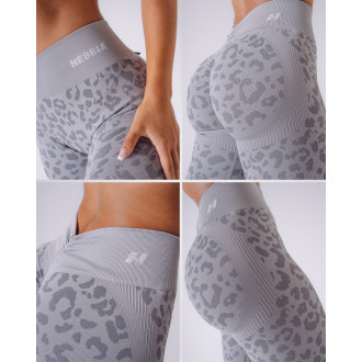 NEBBIA - Kompresné push-up legíny s leopardím vzorom PRIMAL 849 (LIGHT GREY)