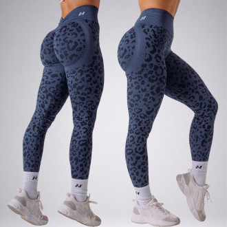 NEBBIA - Kompresné push-up legíny s leopardím vzorom PRIMAL 849 (DARK BLUE)
