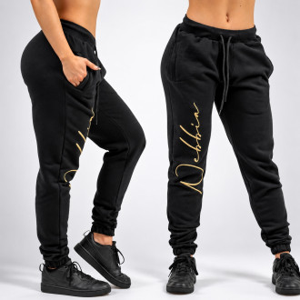 NEBBIA - Dámske voľné tepláky športové 846 (black-gold)
