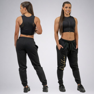 NEBBIA - Dámske voľné tepláky športové 846 (black-gold)