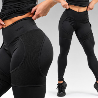 NEBBIA - Dámske fitness legíny so sieťkou 838 (black)