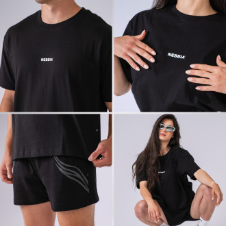 NEBBIA - Unisex oversized tričko GYM ESSENTIALS 382 (black)