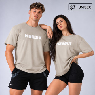NEBBIA - Unisex oversized tričko GYM ESSENTIALS 383 (cream)
