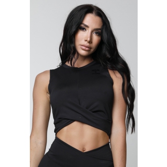 NDN - Prekladaný crop top dámsky JARA X036 (čierna)