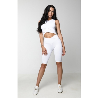 NDN - Prekladaný crop top dámsky JARA X036 (biela)