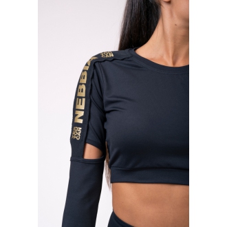 NEBBIA - Honey Bunny crop top s dlhým rukávom 821 (black)